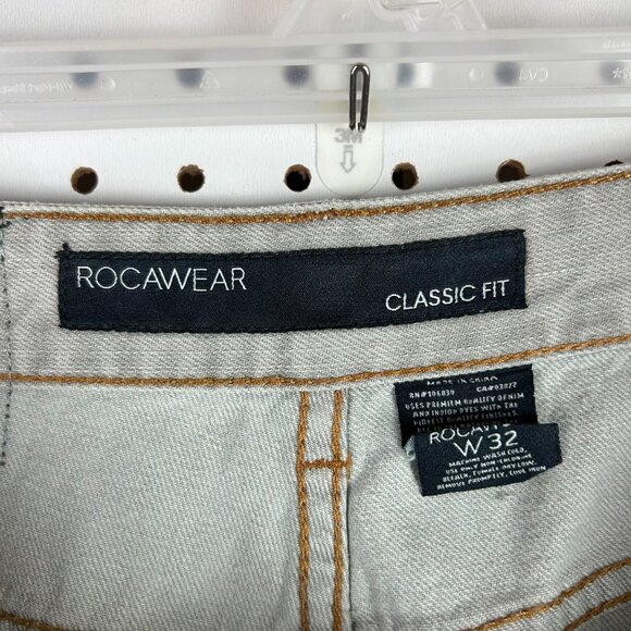 Rocawear‎ Gray Y2K Baggy Jeans 32x32 Stitched Skater Streetwear Honeycomb 90s - Picture 6 of 7